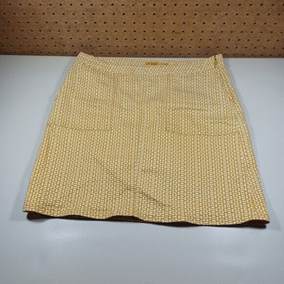prAna womens honey an white geometric Organic cotton stretch A-line skirt 8 EUC - Picture 1 of 6
